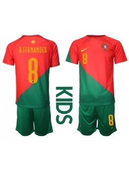 Billige Portugal Bruno Fernandes #8 Hjemmedraktsett Barn VM 2022 Kortermet (+ Korte bukser)